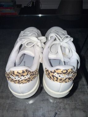 adidas White Sneakers with Leopard Print Heel
